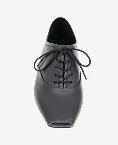 Kenneth Cole Justice Box Toe Lace Up Flat In Black Leather