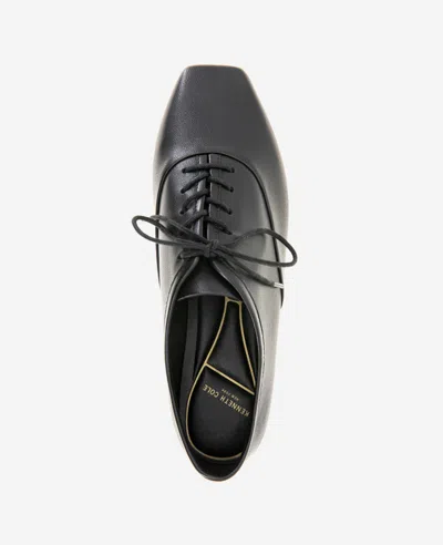 Kenneth Cole Justice Box Toe Lace Up Flat In Black Leather