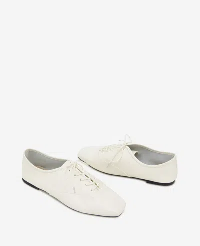 Kenneth Cole Justice Box Toe Lace Up Flat In Ecru Leather