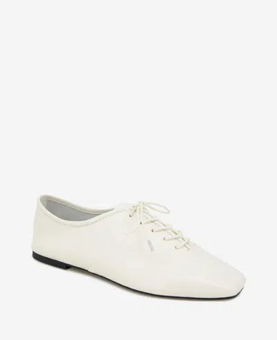Kenneth Cole Justice Box Toe Lace Up Flat In Ecru Leather