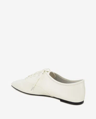 Kenneth Cole Justice Box Toe Lace Up Flat In Ecru Leather