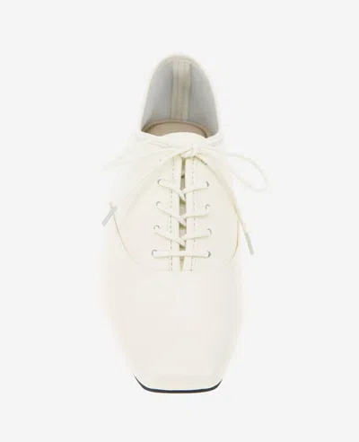 Kenneth Cole Justice Box Toe Lace Up Flat In Ecru Leather