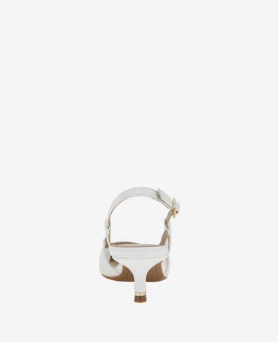 Kenneth Cole Martha Mesh Cap Toe Kitten Heel Slingback In White Mesh
