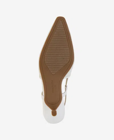 Kenneth Cole Martha Mesh Cap Toe Kitten Heel Slingback In White Mesh