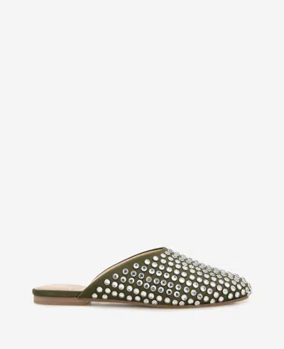 Kenneth Cole Saddie Studded Rhinestone Mule In Olive