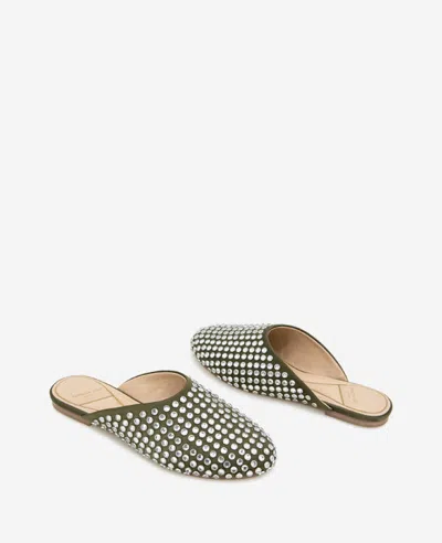 Kenneth Cole Saddie Studded Rhinestone Mule In Olive