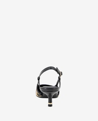 Kenneth Cole Martha Leopard Raffia Kitten Heel Slingback In Natural,black Raffia