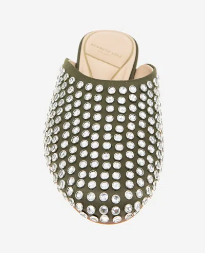 Kenneth Cole Saddie Studded Rhinestone Mule In Olive