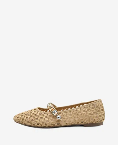 Kenneth Cole Zeta Raffia Jewel Mary Jane Flat In Natural Raffia