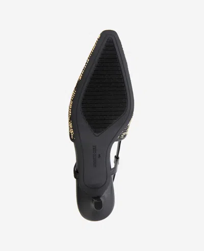 Kenneth Cole Martha Leopard Raffia Kitten Heel Slingback In Natural,black Raffia
