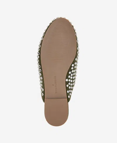 Kenneth Cole Saddie Studded Rhinestone Mule In Olive