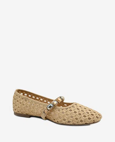Kenneth Cole Zeta Raffia Jewel Mary Jane Flat In Natural Raffia