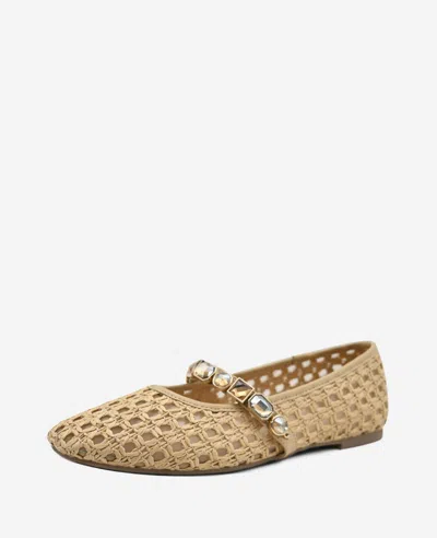 Kenneth Cole Zeta Raffia Jewel Mary Jane Flat In Natural Raffia
