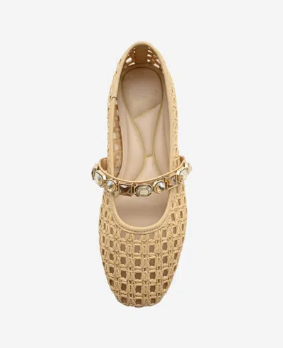 Kenneth Cole Zeta Raffia Jewel Mary Jane Flat In Natural Raffia