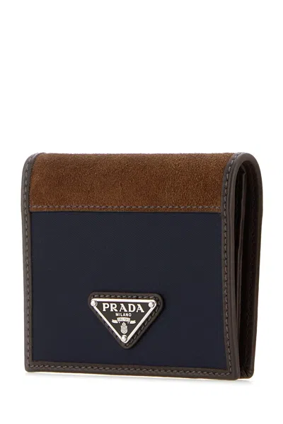 Prada Two-tone Fabric And Suede Wallet
