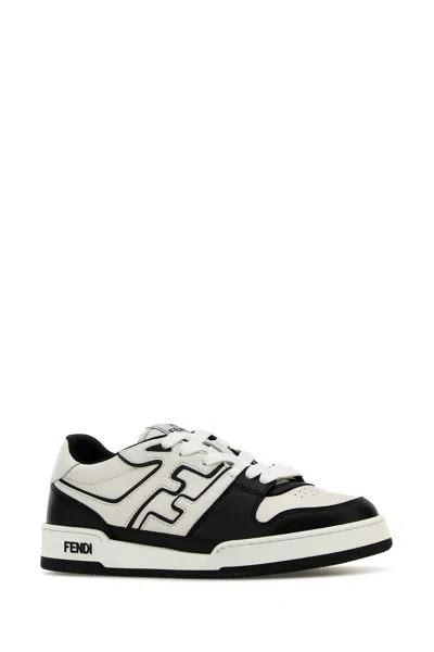 Fendi Leather Sneakers With Ff Lateral Logo In Multi