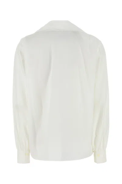 Chloé White Shirt With Embroidered Bow Tie