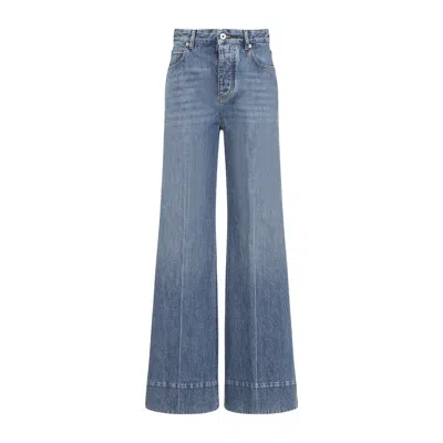 Bottega Veneta Jeans In Cotone Con Patch Posteriore In Pelle In Blue