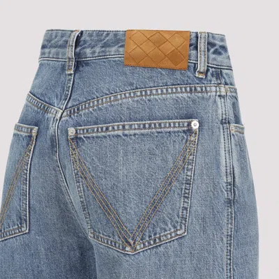 Bottega Veneta Jeans In Cotone Con Patch Posteriore In Pelle In Blue