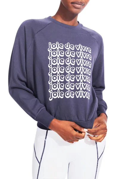 Kensie Long Sleeve Raglan Joie De Vivre Sweatshirt In Nautilus In Multi
