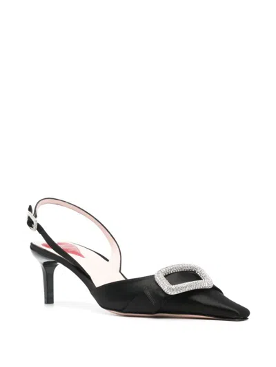 Roger Vivier 55mm Dorsay Satin Slingback Pumps In Black