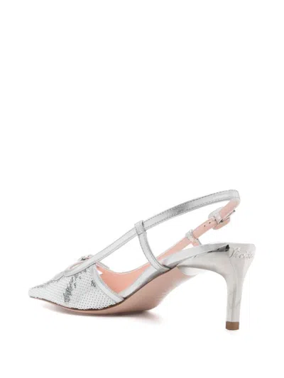 Roger Vivier Small Buckle Slingback Pumps In Silver