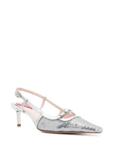 Roger Vivier Small Buckle Slingback Pumps In Silver