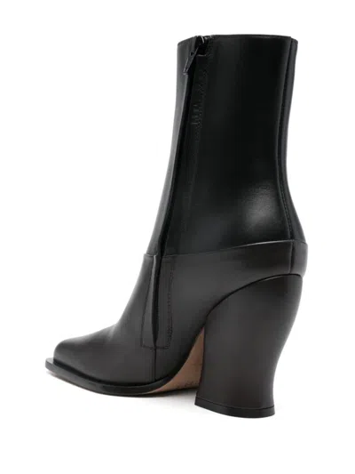 Loewe Two-tone Leather Onda Ankle Boots In Black