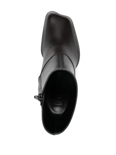 Loewe Two-tone Leather Onda Ankle Boots In Black