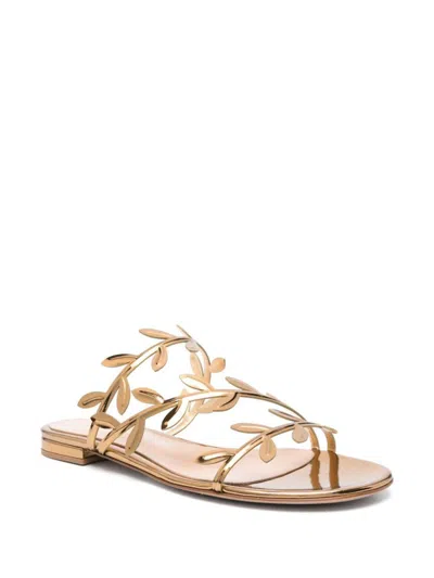 Gianvito Rossi Flavia Metallic Leather Slides In Gold