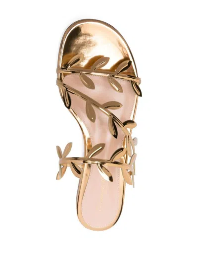 Gianvito Rossi Flavia Metallic Leather Slides In Gold