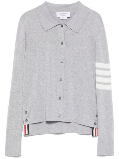 Thom Browne Light Grey Cotton Shirt With 4 Stripes In Light Grey