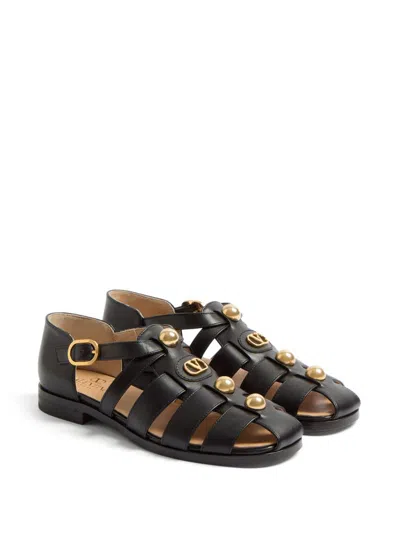 Valentino Flat Sandal In Black