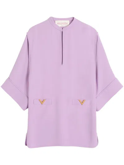 Valentino Light Purple Vlogo Mini Dress In Purple