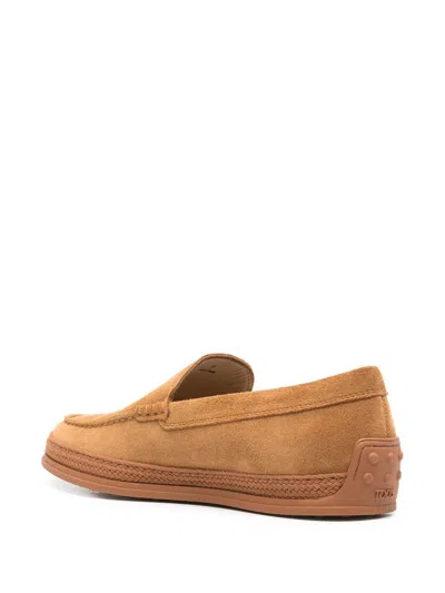 Tod's Cord Weaving Slip-on Suede Loafers In Brown