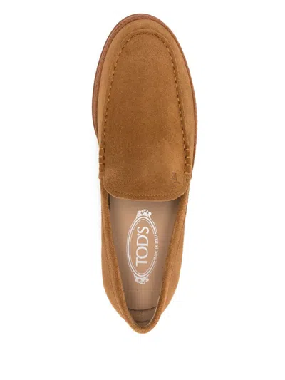 Tod's Cord Weaving Slip-on Suede Loafers In Brown