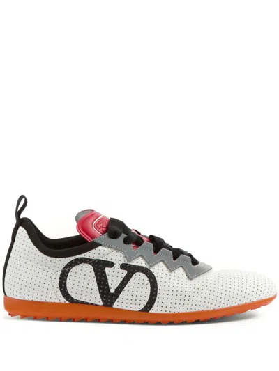 Valentino Chromathon Low-top Sneakers In Perforated Leather In Multicolour