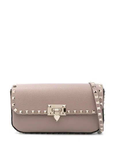 Valentino Women's Leather Rockstud Crossbody Bag In Powder