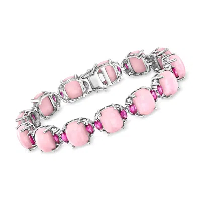 Ross-simons Pink Opal And Rhodolite Garnet Bracelet In Sterling Silver In Pink