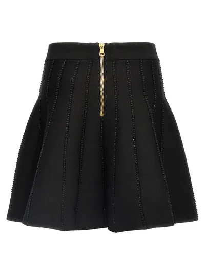 Shop Balmain Sequin Skirt In Black