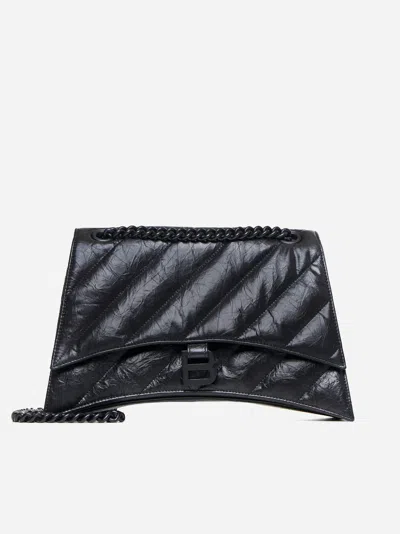 Balenciaga Medium Crush Quilted Leather Shoulder Bag In Black