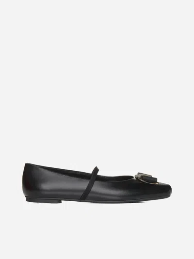 Ferragamo New Vara Bow-embellished Ballet Flats In Black