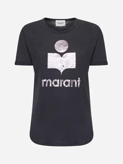 Isabel Marant Étoile 'koldi' Black Crewneck T-shirt With Contrasting Logo In Black