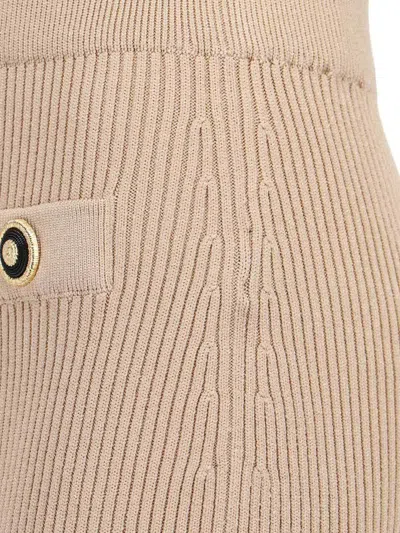 Balmain Ribbed Knee-length Pencil Skirt In Beige