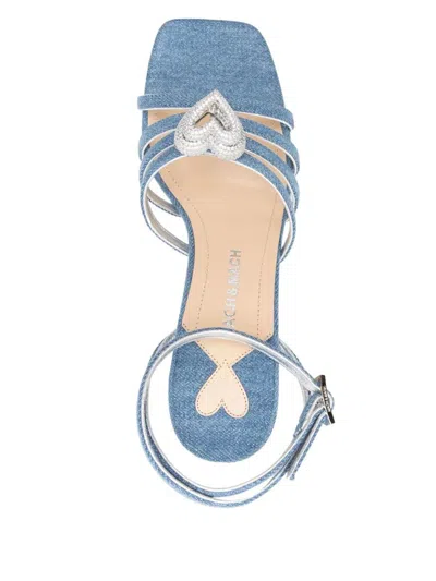 Mach&mach Double Heart Cork Wedge Sandals 120mm In Blue