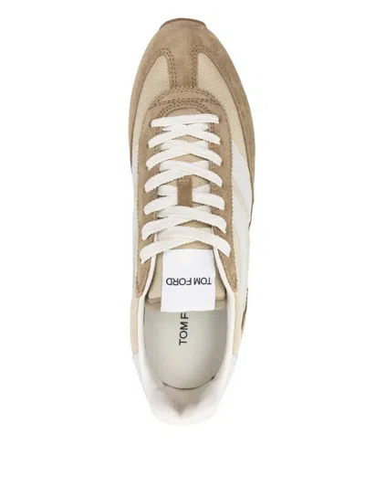 Tom Ford Round Toe Low-top Sneakers In Yellow