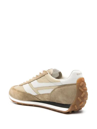 Tom Ford Round Toe Low-top Sneakers In Yellow