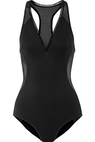 Shop Stella Mccartney Cutout Mesh-paneled Neoprene Swimsuit