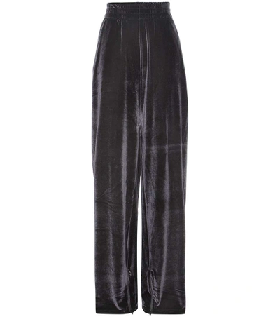 Vetements Embroidered Velour Track Pants In Black