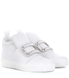 ROGER VIVIER SNEAKY VIV EMBELLISHED HIGH-TOP LEATHER SNEAKERS